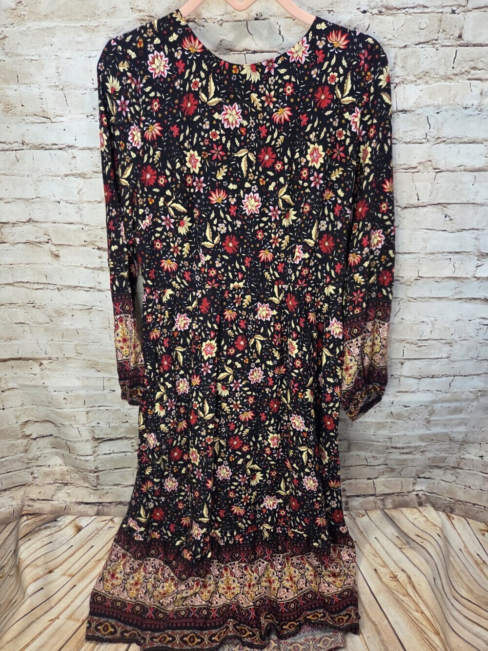 Allegra K Boho Dress Size Medium Floral Print NWT 3/4 Sleeves